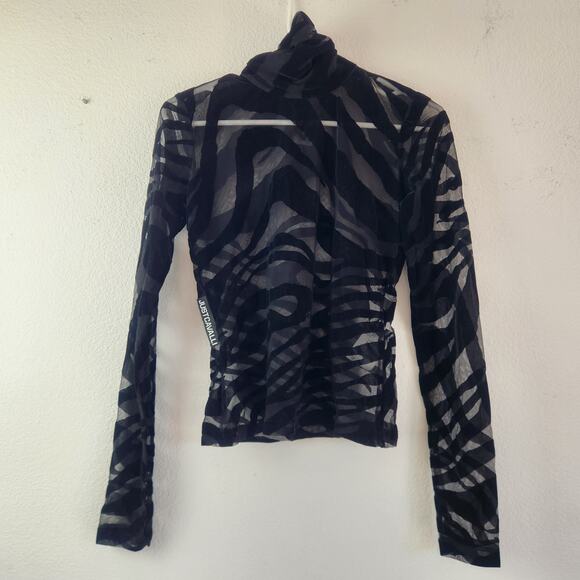 Just Cavalli Tops - Just Cavalli Black Sheer Top Shirt Long Sleeve Size 40 US Small High Neck Velvet
